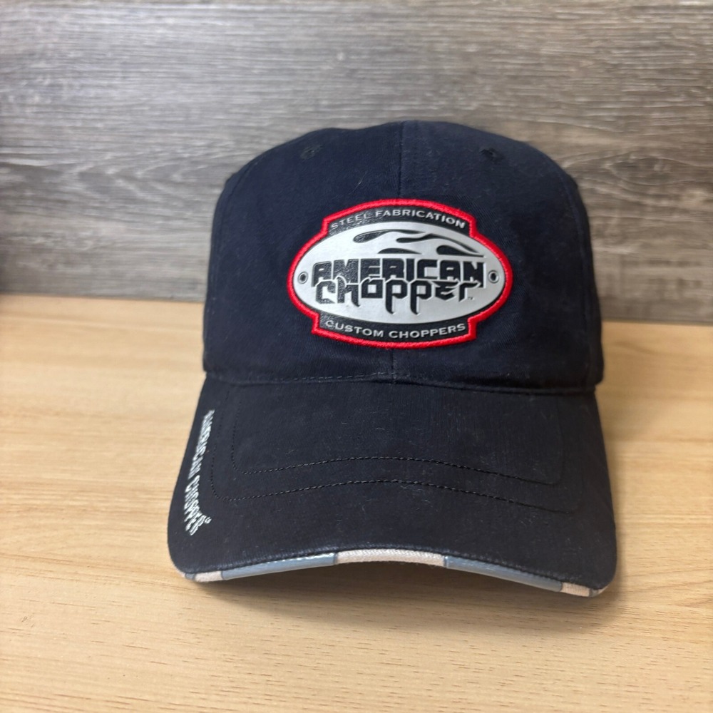 American Chopper Hat Cap Strap Back Black Motorcycle Biker‎ Adjustable